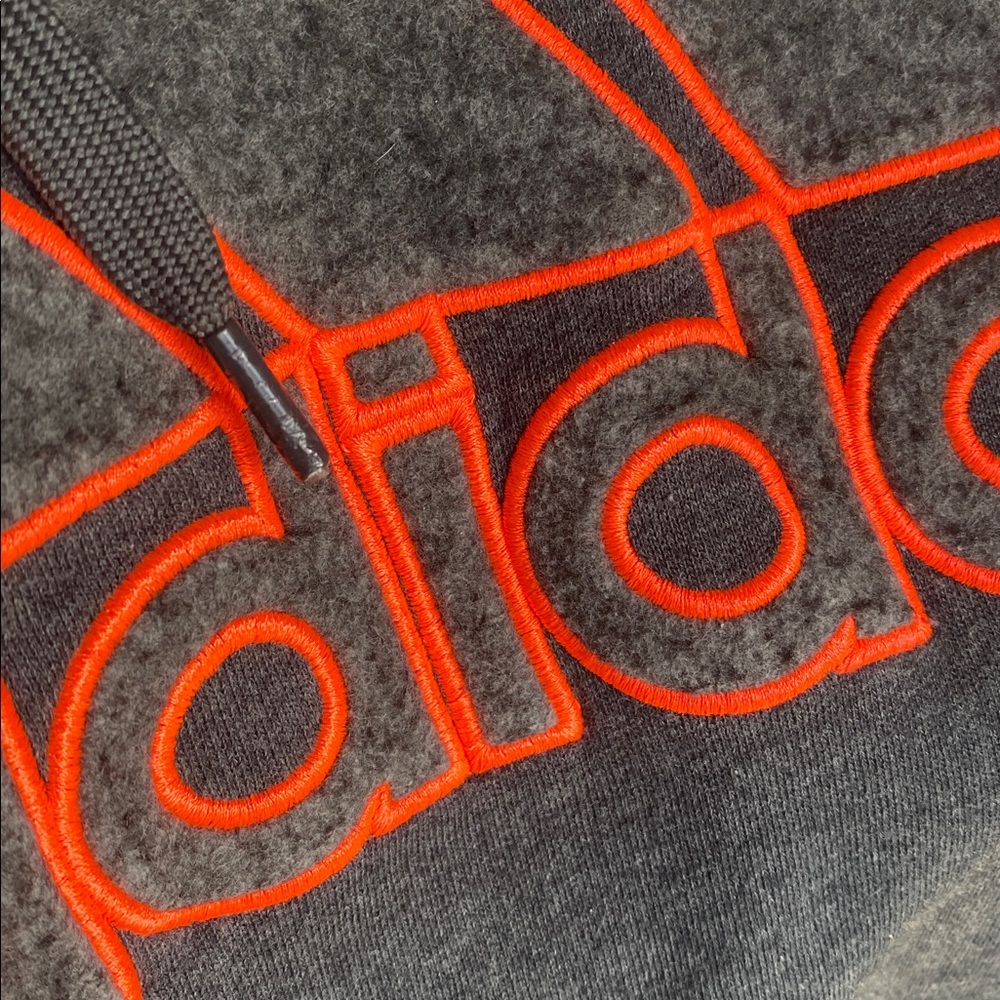 Adidas Men's Dark Gray Hoodie with bright orange  Logo , SIZE MEDIUM - Picture 5 of 10